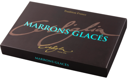 Coffret de marrons glacés enveloppés